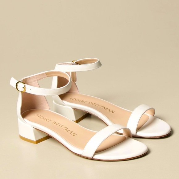 Stuart Weitzman | Shoes | Stuart Weitzman Nudistjune Leather Sandals White  75 | Poshmark